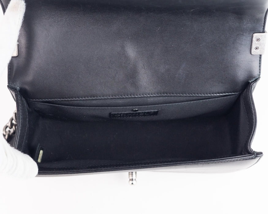 Chanel Medium Grained Calfskin Boy Bag with silver hardware