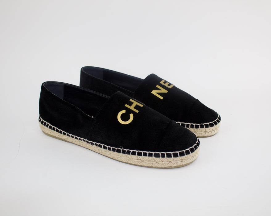 CHANEL VELVET ESPADRILLES SIZE 39 