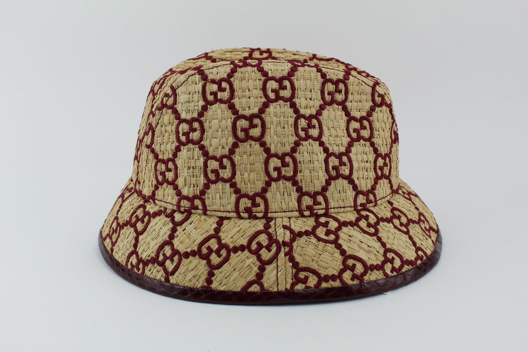 GUCCI GG FEDORA HAT WITH SNAKESKIN