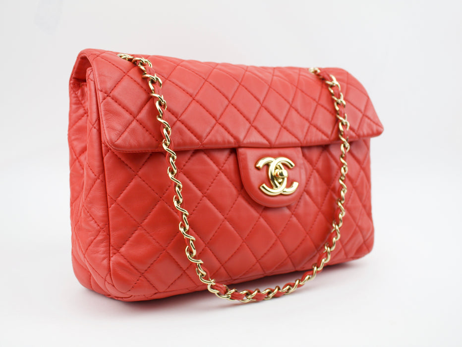 CHANEL WASHED LAMBSKIN QUILTED MAXI SINGLE FLAP BAG