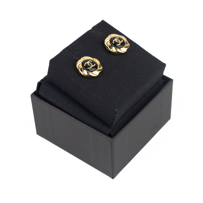 Chanel Gold and black Flower Earrings