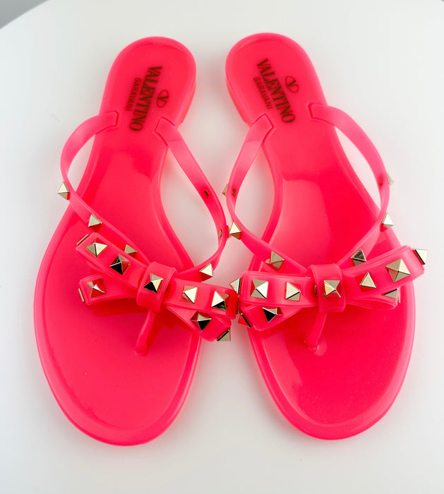 Valentino Rockstud PVC Sandals Pink