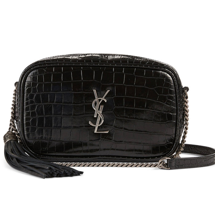 Saint Laurent Mini Lou Croc Embossed Camera bag