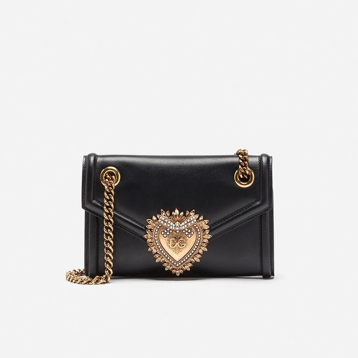 Dolce and Gabbana Smooth Calfskin Devotion Mini Bag in Black