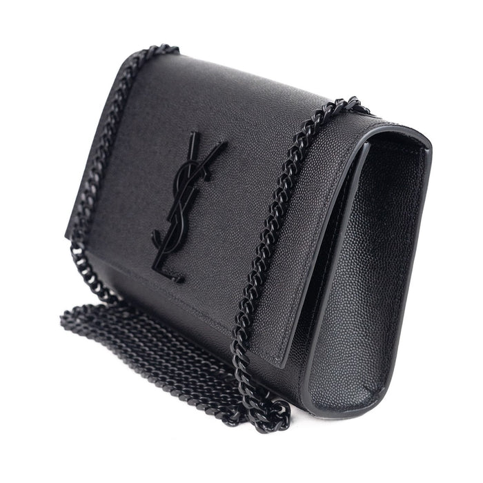 Saint Laurent Small Kate Chain Bag in Black with Black hardware.