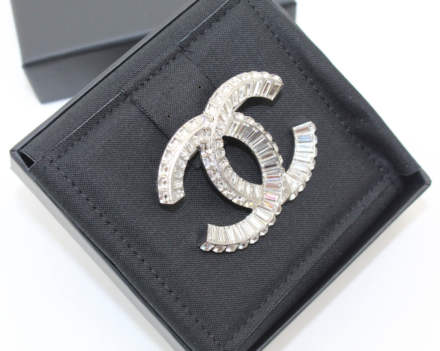 Chanel Silver and Crystal Brooch