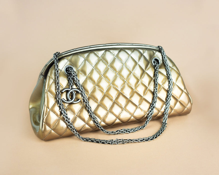 Chanel Patent Quilted Medium Just Mademoiselle Gold Degrade