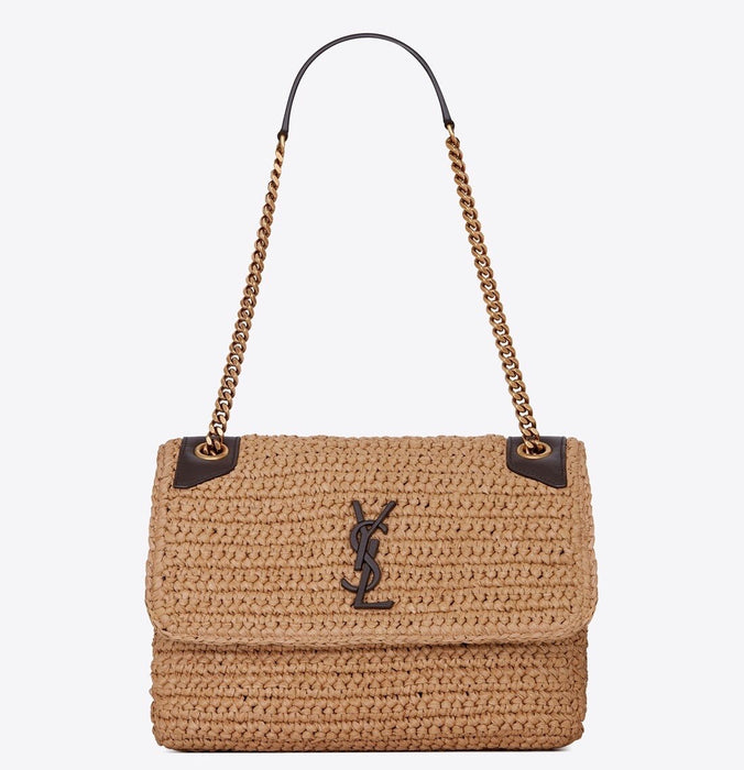 SAINT LAURENT NIKI MEDIUM IN RAFFIA AND LEATHER