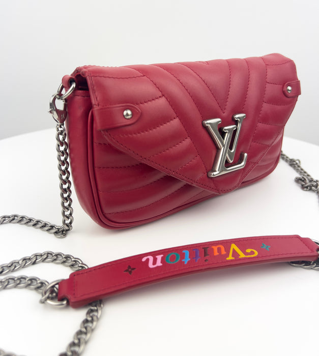 Louis Vuitton Calfskin New Wave Chain Pochette Scarlet