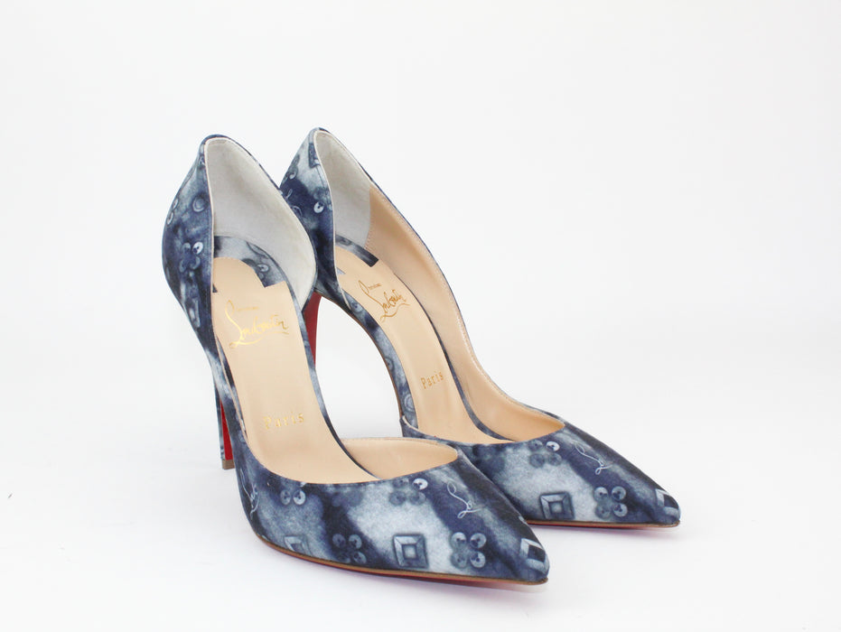 Christian Louboutin Iriza 100MM Printed Denim Heels