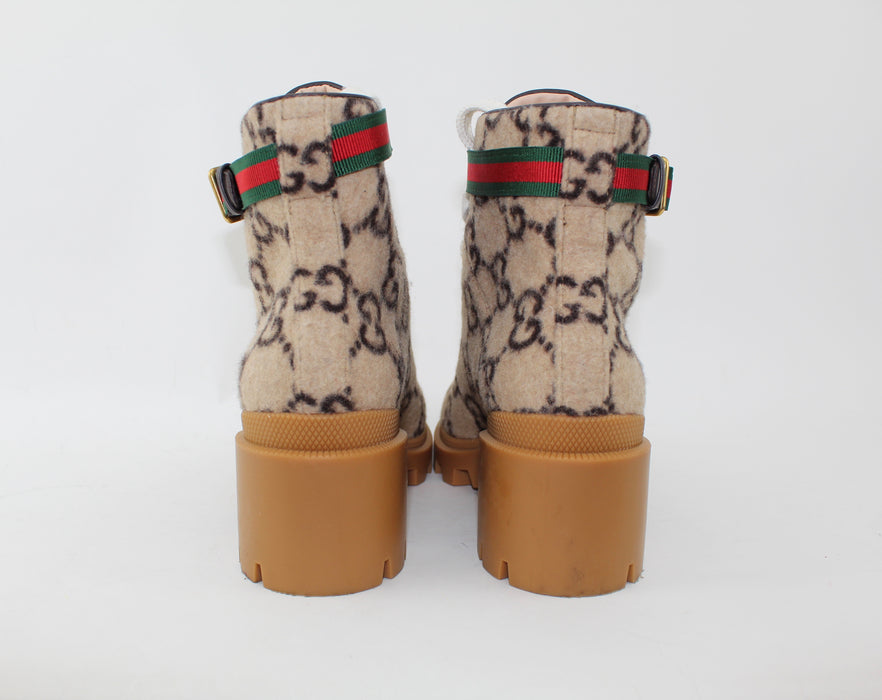 GUCCI GG WOOL ANKLE BOOT SIZE 38