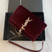 Saint Laurent Velvet Crystal Monogram Kate Tassel Wallet on Chain