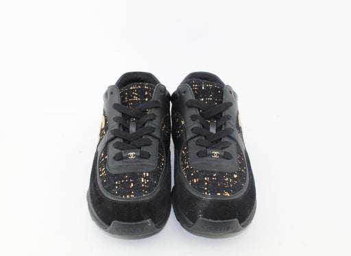 Chanel Cross Trainers black and Gold