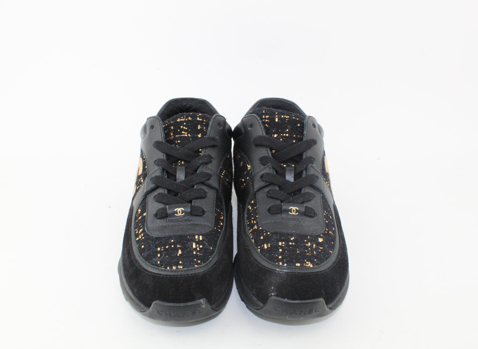 Chanel Cross Trainers black and Gold