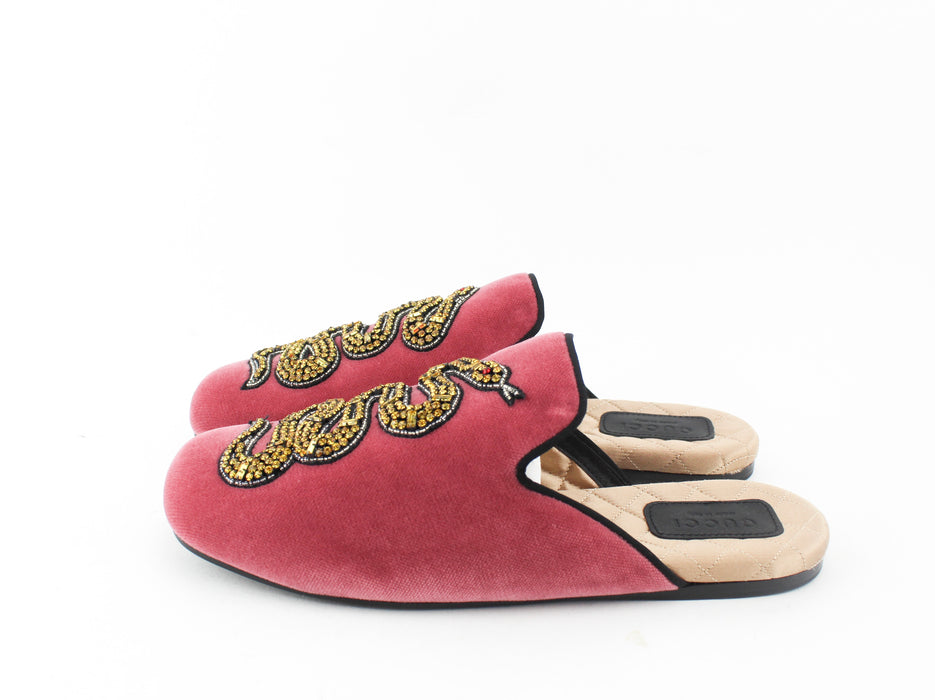 Gucci Lawrence Velvet Snake Mules