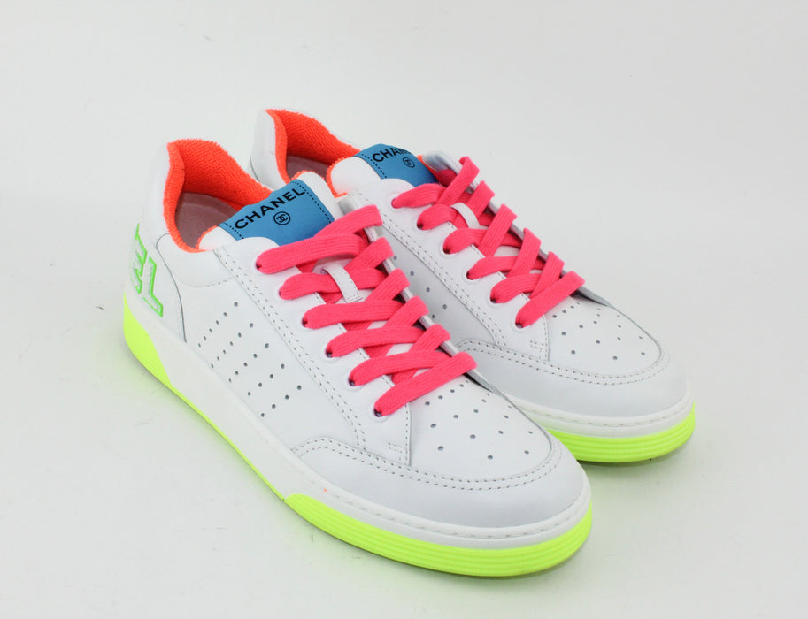 Chanel white and neon Sneakers