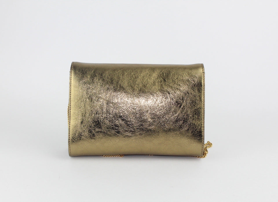 VERSACE METALLIC CALFSKIN PALAZZO CHAIN BAG GOLD