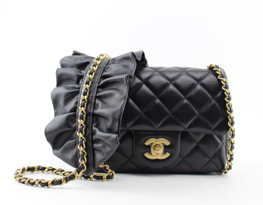 CHANEL ROMANCE  SQUARE FLAP BAG BLACK