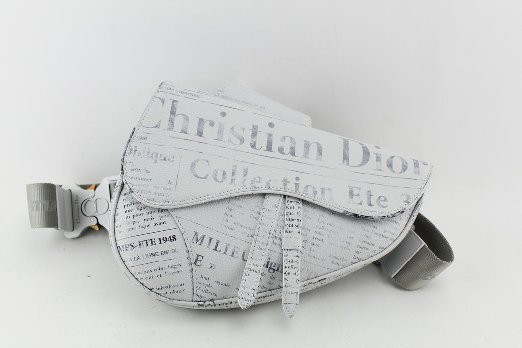 Christian Dior saddle bag White grained calfskin with dior and Daniel Arsham print