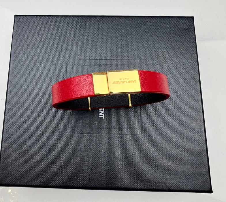 Saint Laurent Opyum Leather Bracelet Rouge Eros