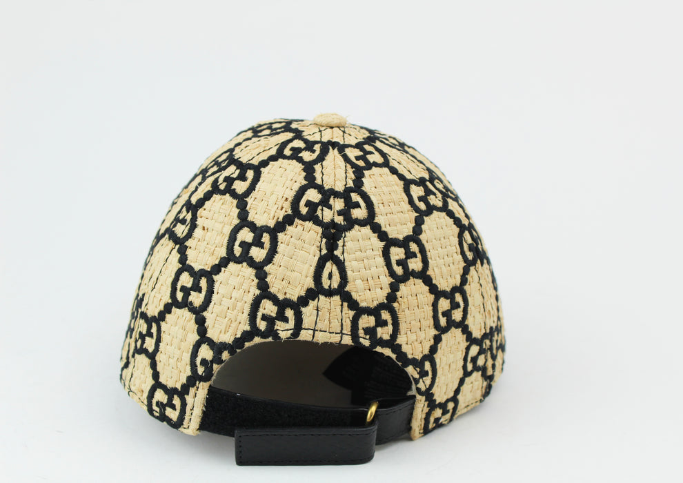 Gucci GG Embroidered Straw Baseball Cap