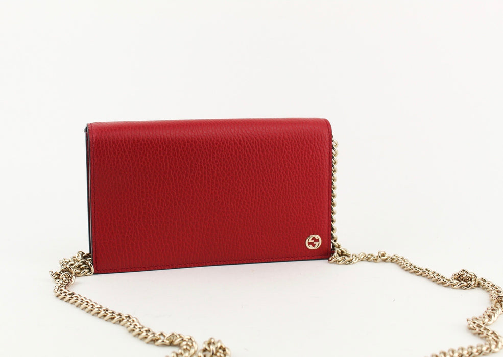 GUCCI GG MARMONT LEATHER CHAIN BAG RED