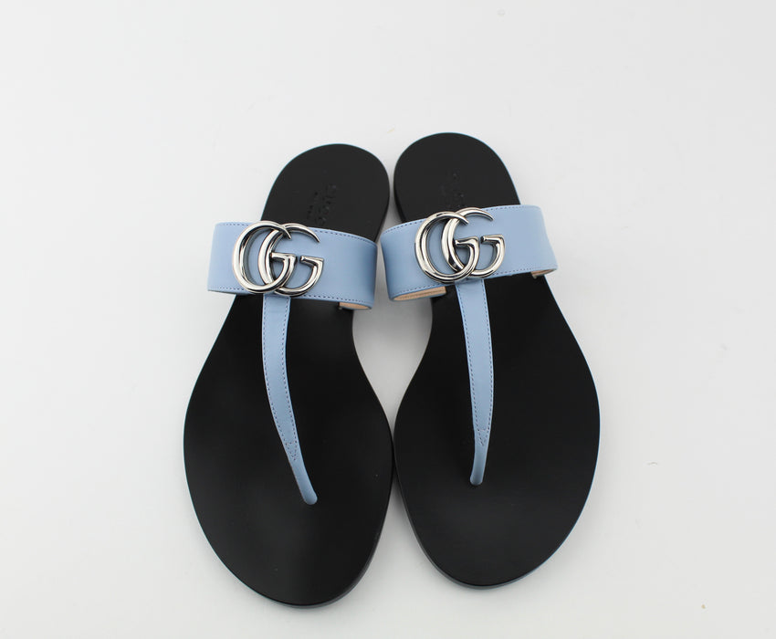 GUCCI LEATHER THONG SANDAL WITH DOUBLE G