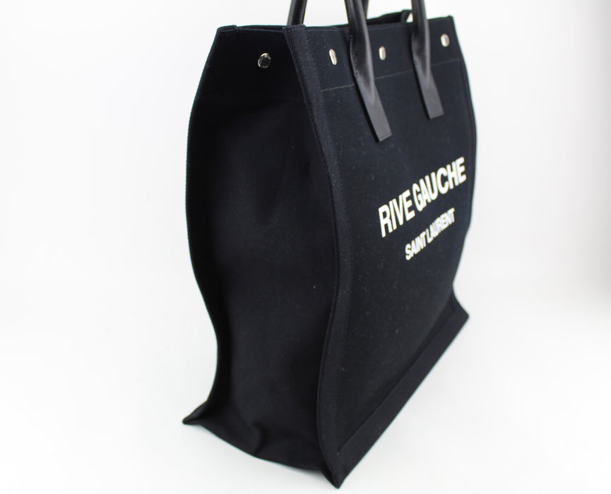 Saint Laurent Black 'Rive Gauche' Shopping Tote