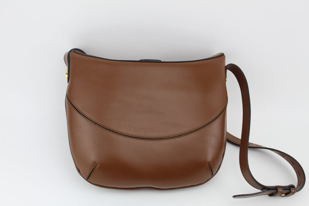 GUCCI BROWN SMOOTH LEATHER CROSSBODY BAG