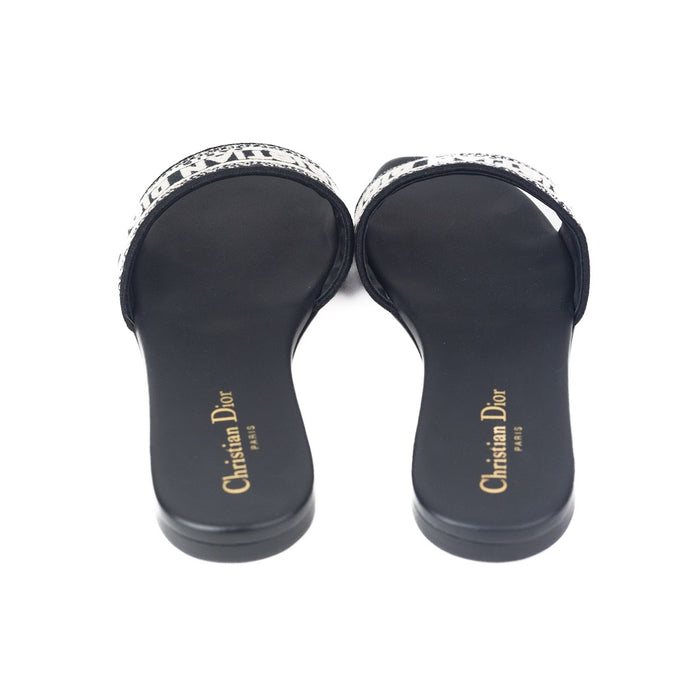 Dior Dway Slide Black Embroidered Cotton