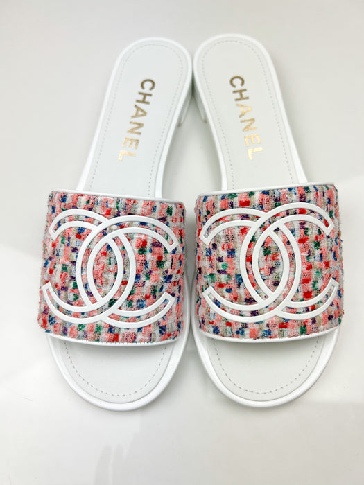 Chanel CC Logo Sandals Size 38.5