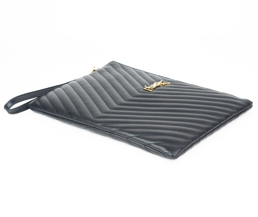 Saint Laurent Monogram Wristlet in Matalasse Leather