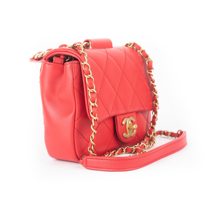 Chanel Top Handle Flap Bag Red
