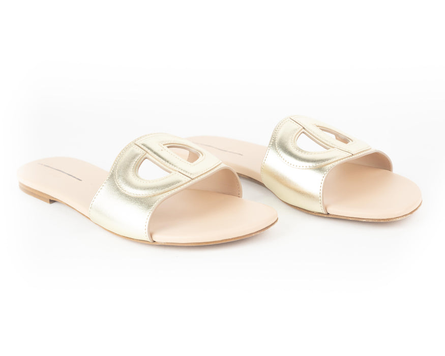 Christian Dior D-club slides Metallic Gold