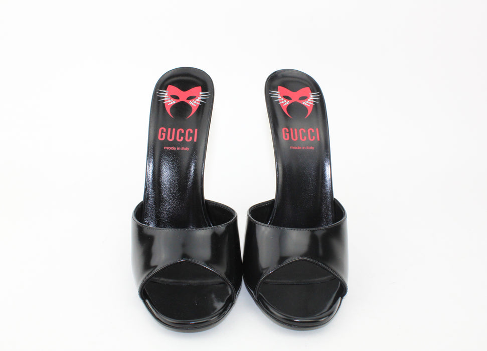 Gucci Black Patent Mule Sandals