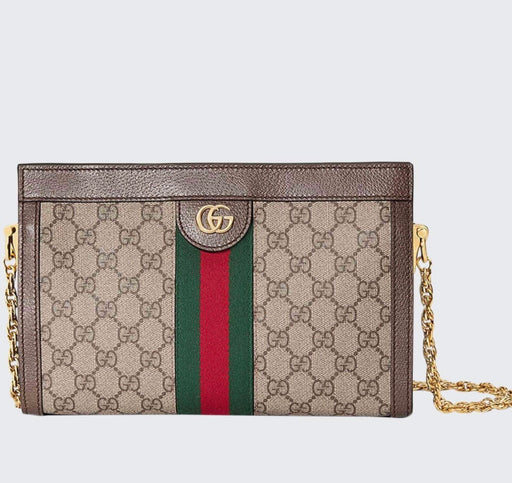 GUCCI OPHIDIA LINEA DRAGONI SMALL GG SUPREME CANVAS CHAIN SHOULDER BAG - LuxurySnob