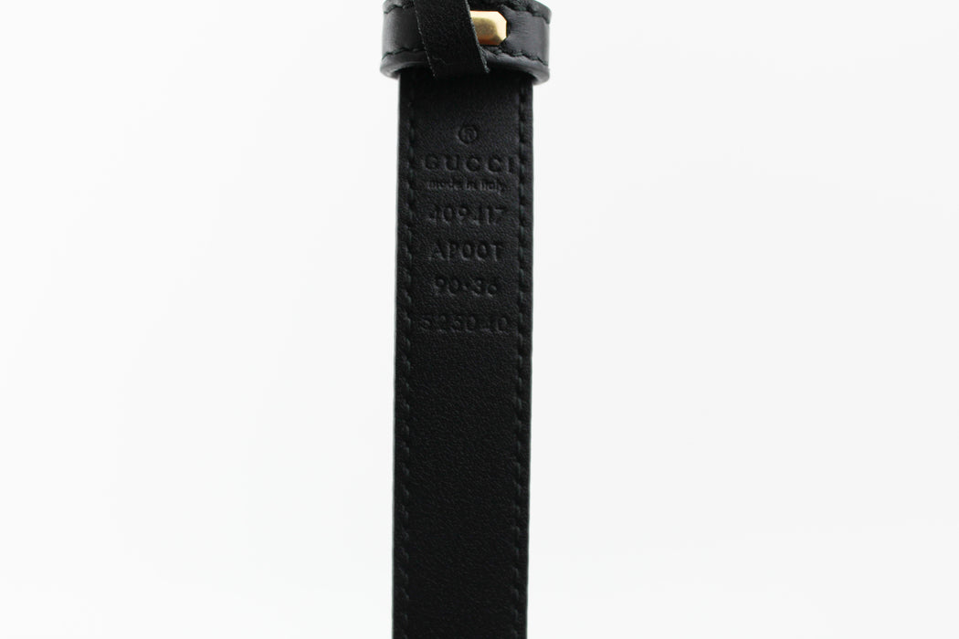 GUCCI LEATHER BELT WITH DOUBLE G BUCKLE BLACK