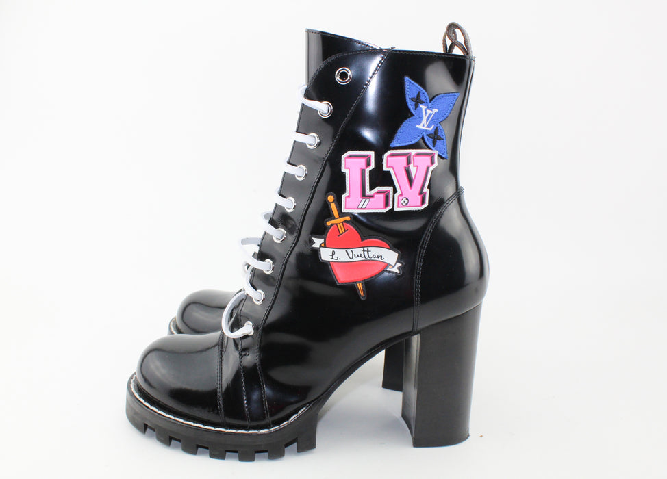 LOUIS VUITTON BLACK HEART ANKLE BOOTS