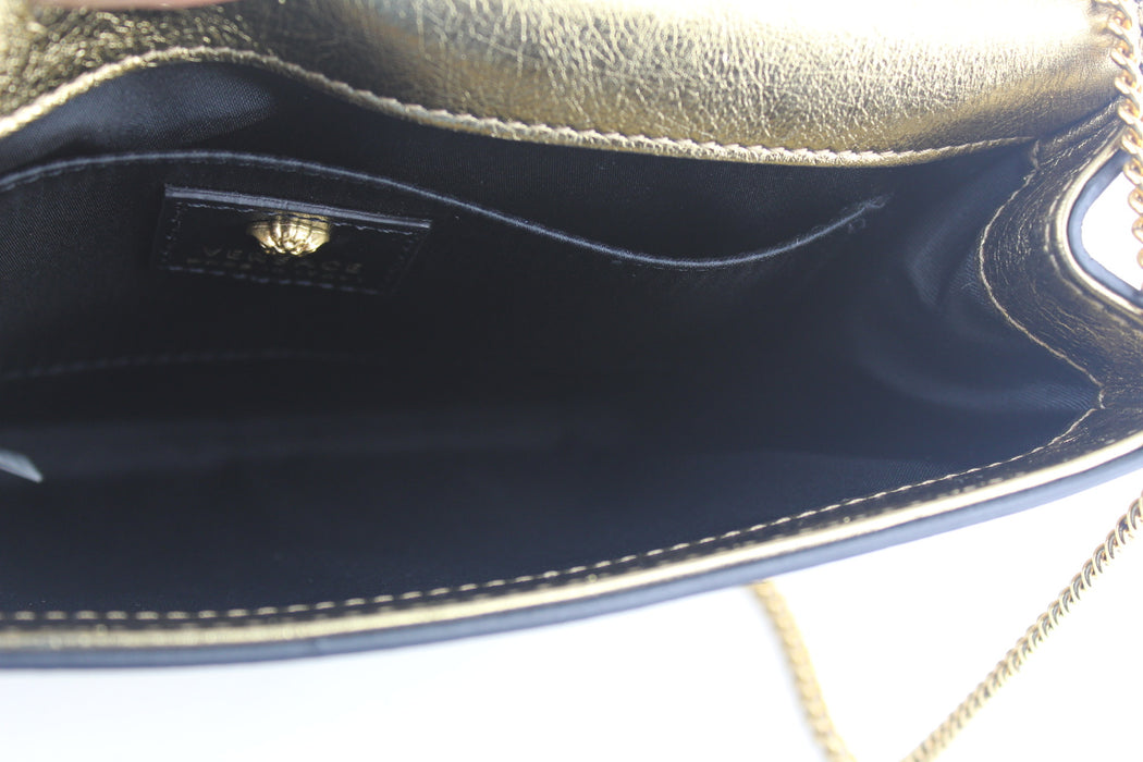 VERSACE METALLIC CALFSKIN PALAZZO CHAIN BAG GOLD