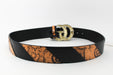 GUCCI TEXTURED BUCKLE GENUINE PYTHON & LEATHER BELT