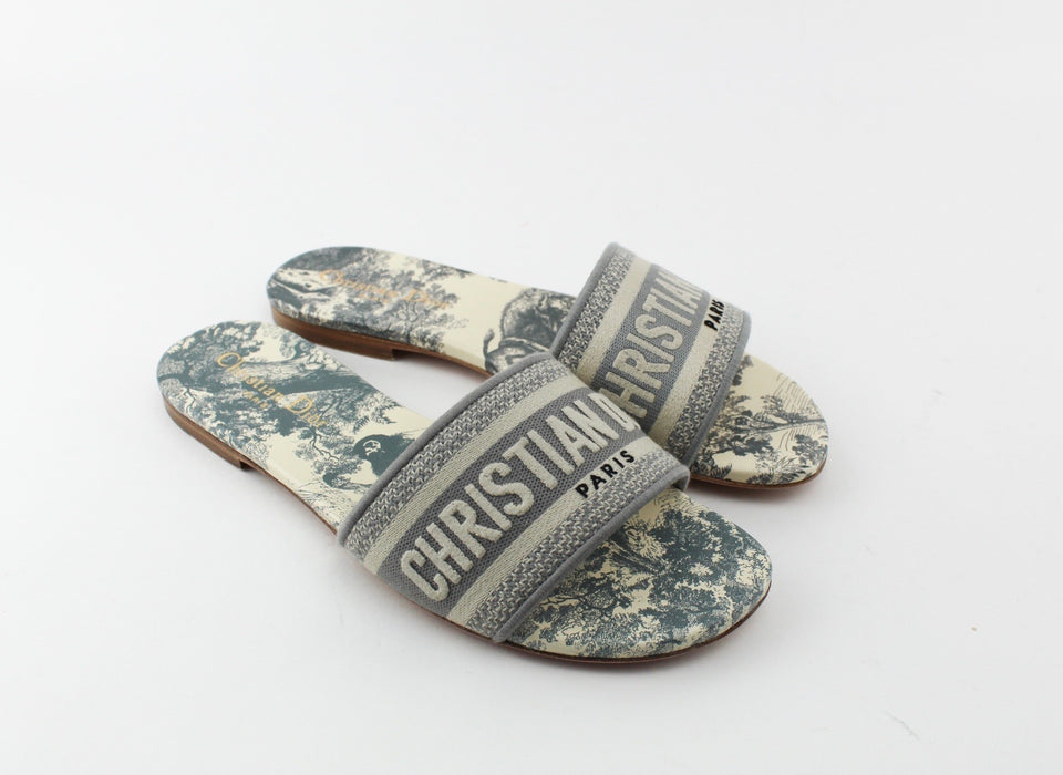 CHRISTIAN DIOR DWAY SLIDES GREY