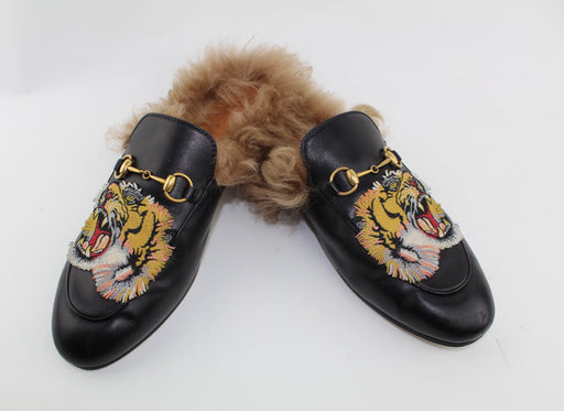 GUCCI PRINCETOWN EMBROIDERED TIGER SLIPPERS SIZE 40.5