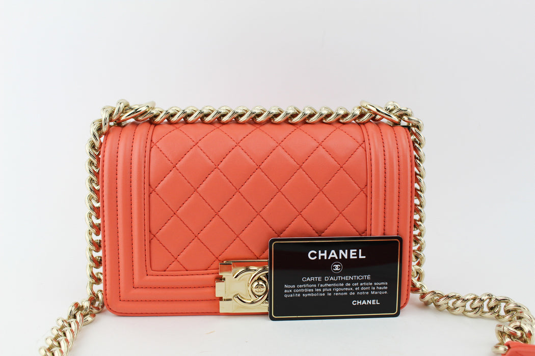 CHANEL SMALL BOY BAG LIGHT ORANGE