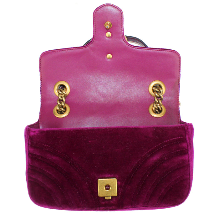 Gucci Velvet Matelasse Mini GG Marmont Shoulder Bag