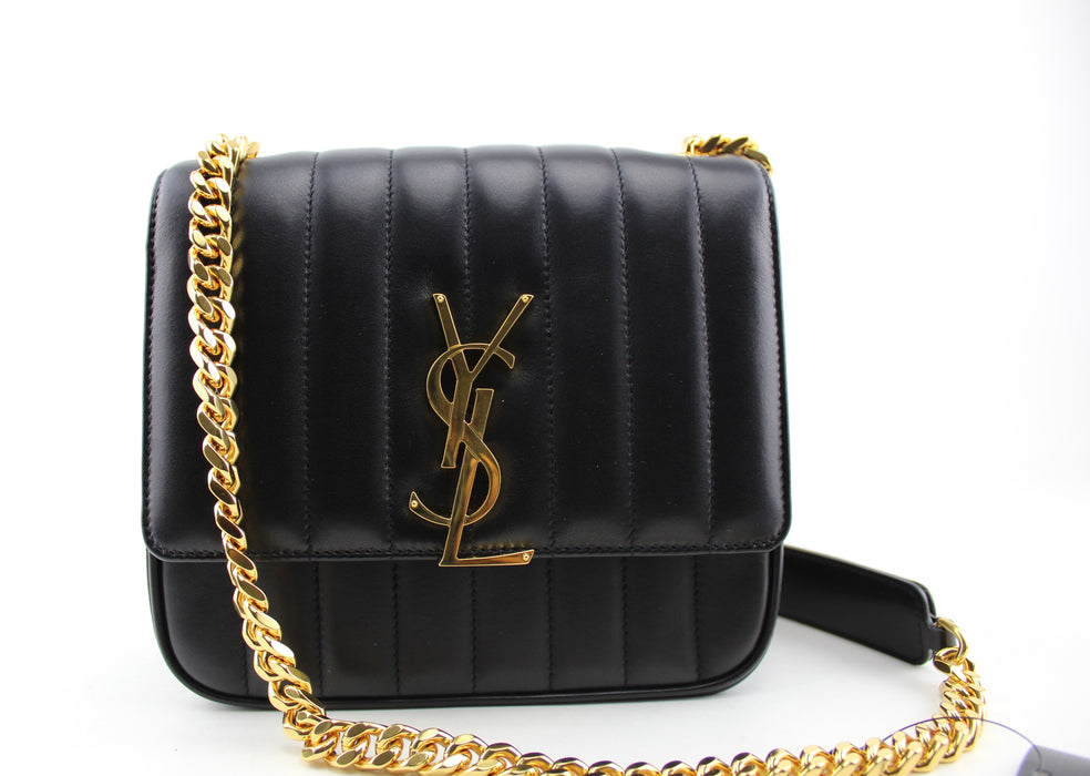 SAINT LAURENT VICKY MEDIUM QUILTED LEATHER SHOULDER BAG