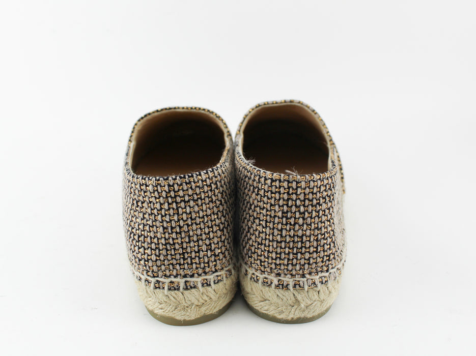 Chanel Espadrille Tweed Gold Beige & Black