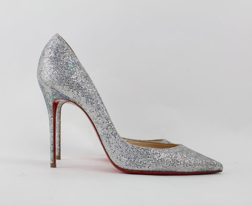 CHRISTIAN LOUBOUTIN IRIZA HALF D'ORSAY GLITTER PUMP SIZE 39 - LuxurySnob