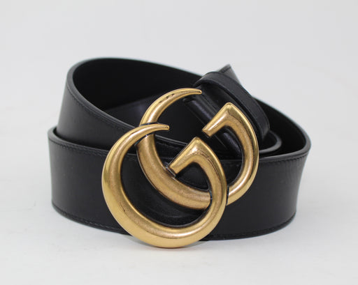 GUCCI LEATHER BELT WITH DOUBLE G BUCKLE - LuxurySnob