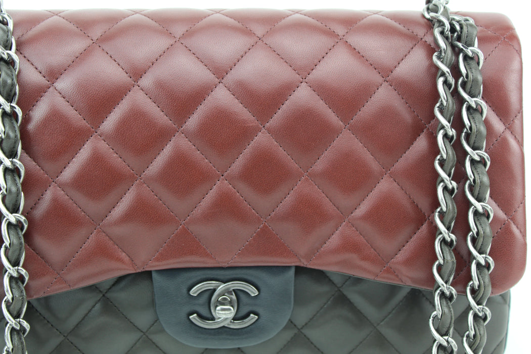 Chanel Lambskin Tricolor Double Flap Jumbo Bag