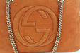 GUCCI ORANGE SOHO NUBUCK LEATHER CHAIN SHOULDER BAG